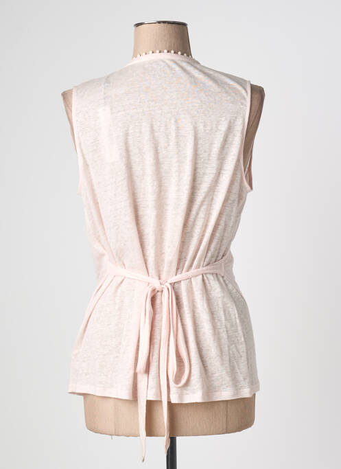 Top coupe cintrée sans manche rose MAJESTIC FILATURES femme