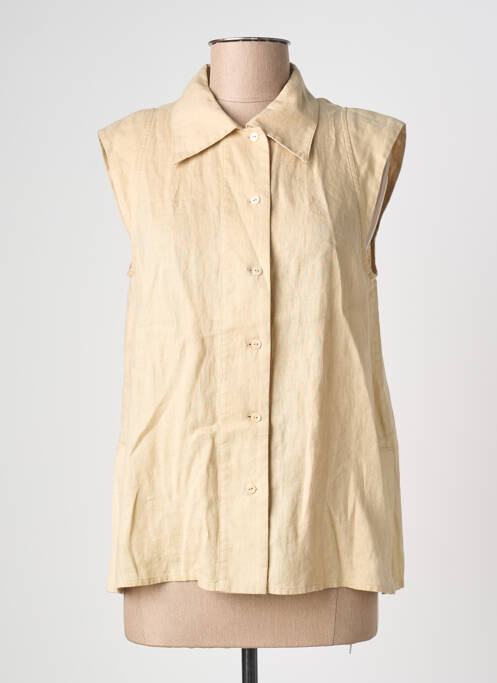 Chemisier coupe droite sans manche beige ZYGA femme