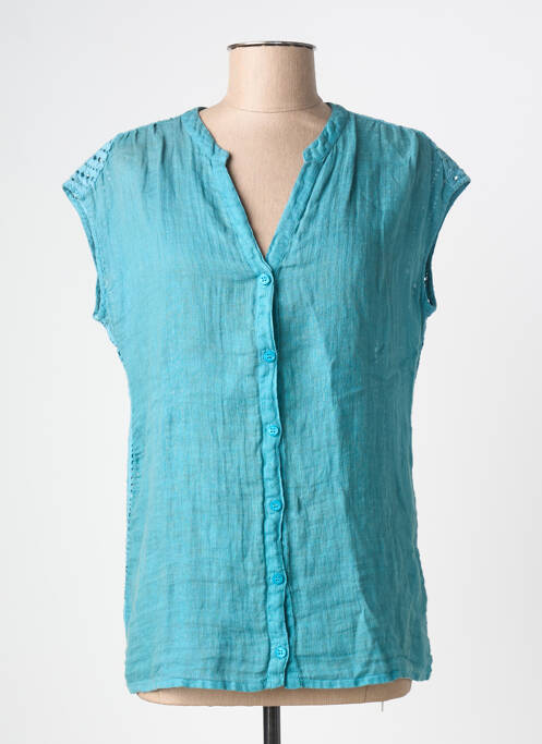 Chemisier coupe droite sans manche bleu ZYGA femme