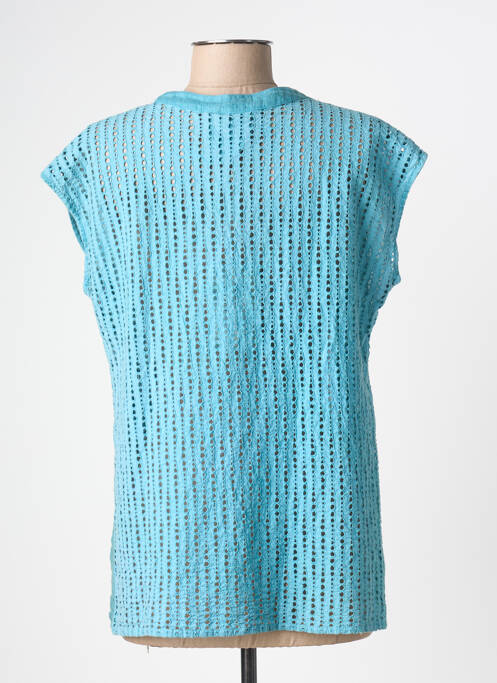 Chemisier coupe droite sans manche bleu ZYGA femme