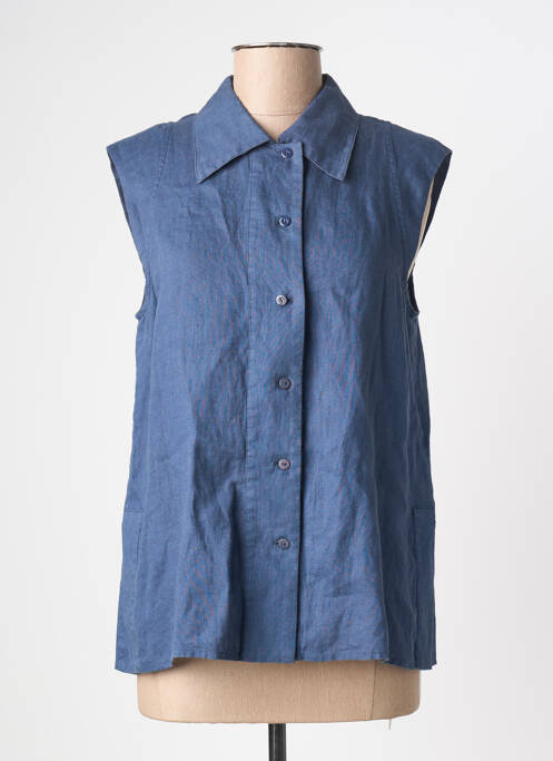 Chemisier coupe droite sans manche bleu ZYGA femme