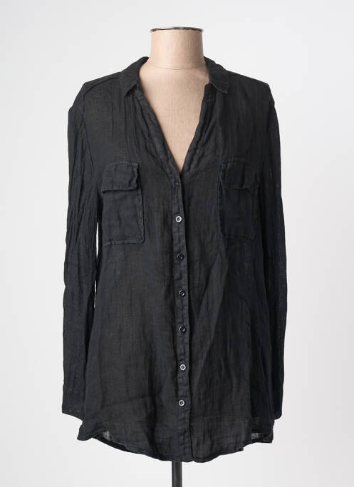 Chemisier coupe droite manches longues noir ZYGA femme