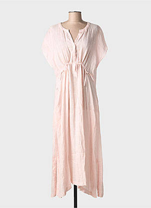 Robe longue manches courtes manches courtes rose ZYGA femme