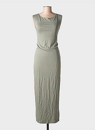 Robe longue sans manche sans manche vert MAJESTIC FILATURES femme