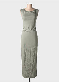 Robe longue sans manche sans manche vert MAJESTIC FILATURES femme