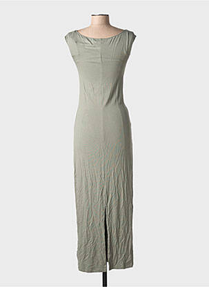 Robe longue sans manche sans manche vert MAJESTIC FILATURES femme