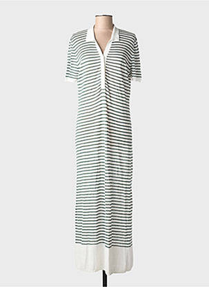 Robe longue manches courtes manches courtes blanc MAJESTIC FILATURES femme