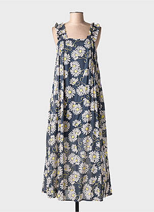 Robe longue imprimé fleurs sans manche bleu ZYGA femme