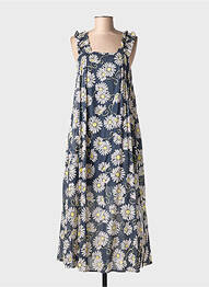 Robe longue imprimé fleurs sans manche bleu ZYGA femme