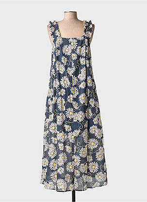 Robe longue imprimé fleurs sans manche bleu ZYGA femme