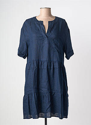 Robe mi-longue manches courtes manches courtes bleu ZYGA femme
