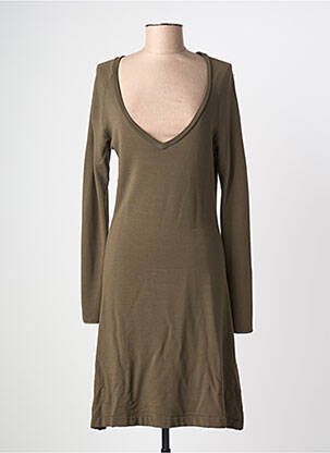 Robe mi-longue manches longues manches longues vert MAJESTIC FILATURES femme