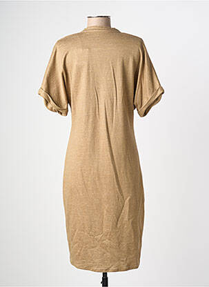 Robe mi-longue manches courtes manches courtes marron MAJESTIC FILATURES femme