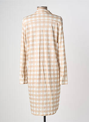 Robe mi-longue manches longues manches longues beige MAJESTIC FILATURES femme