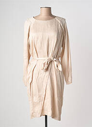 Robe mi-longue manches longues manches longues beige INTROPIA femme