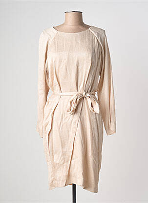 Robe mi-longue manches longues manches longues beige INTROPIA femme