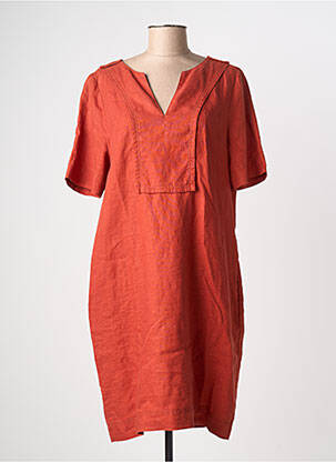 Robe mi-longue manches courtes manches courtes orange ZYGA femme