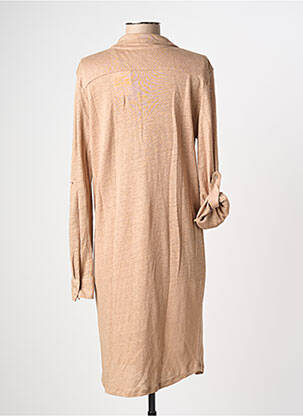 Robe mi-longue manches longues manches longues beige MAJESTIC FILATURES femme