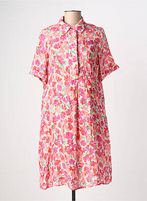 Robe mi-longue manches courtes manches courtes rose ZYGA femme