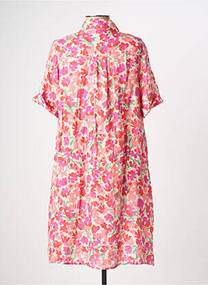 Robe mi-longue manches courtes manches courtes rose ZYGA femme