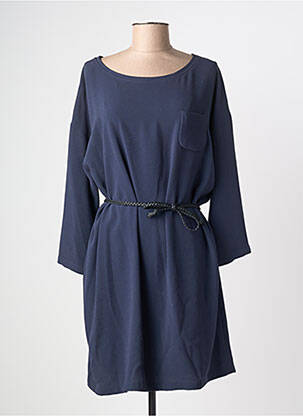 Robe mi-longue manches longues manches longues bleu ZYGA femme