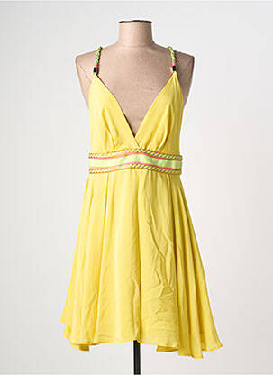 Robe mi-longue sans manche sans manche jaune ELLA LUNA femme