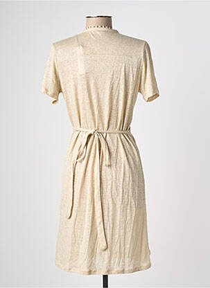 Robe mi-longue manches courtes manches courtes beige MAJESTIC FILATURES femme