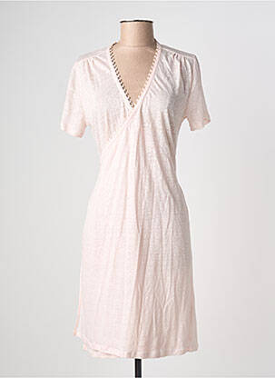 Robe mi-longue manches courtes manches courtes rose MAJESTIC FILATURES femme