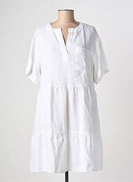 Robe mi-longue manches courtes manches courtes blanc ZYGA femme