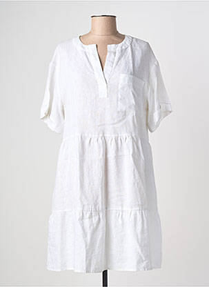 Robe mi-longue manches courtes manches courtes blanc ZYGA femme