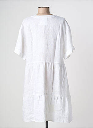 Robe mi-longue manches courtes manches courtes blanc ZYGA femme