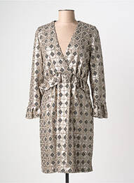 Robe mi-longue manches longues manches longues beige INTROPIA femme