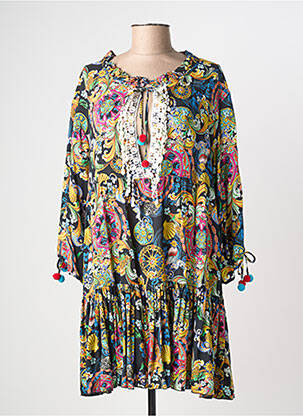 Robe courte manches longues manches longues bleu CHIARA FIORINI femme