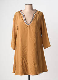 Robe courte manches 3/4 manches 3/4 marron ELLA LUNA femme