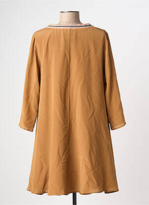 Robe courte manches 3/4 manches 3/4 marron ELLA LUNA femme