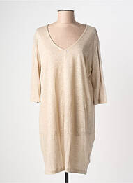Robe mi-longue manches 3/4 manches 3/4 beige MAJESTIC FILATURES femme