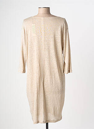 Robe mi-longue manches 3/4 manches 3/4 beige MAJESTIC FILATURES femme