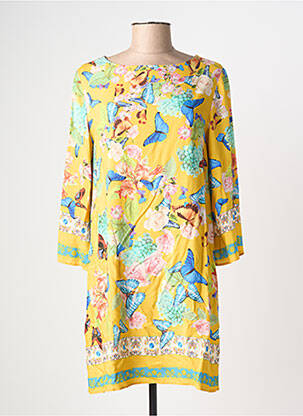 Robe courte manches longues manches longues jaune CHIARA FIORINI femme