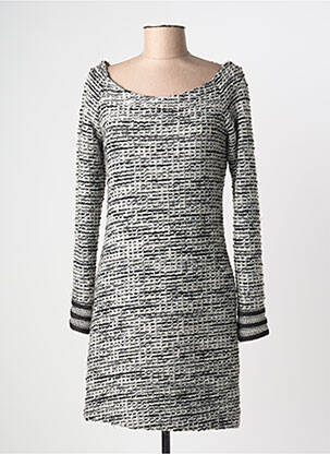 Robe courte fermeture zippée au dos manches longues gris ELLA LUNA femme