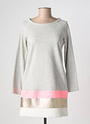 Robe courte manches longues manches longues gris ELLA LUNA femme