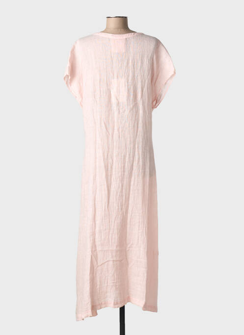Robe longue manches courtes manches courtes rose ZYGA femme
