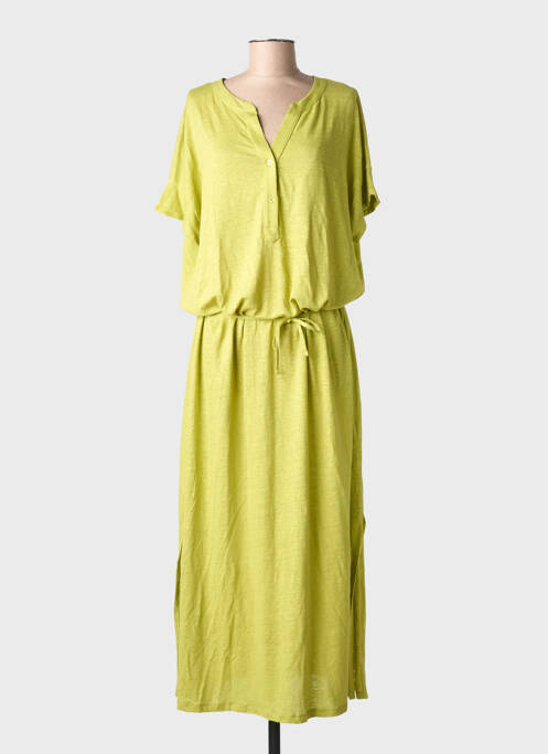 Robe longue manches longues manches longues vert MAJESTIC FILATURES femme