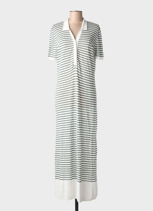 Robe longue manches courtes manches courtes blanc MAJESTIC FILATURES femme