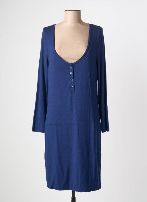 Robe mi-longue manches longues manches longues bleu ZYGA femme