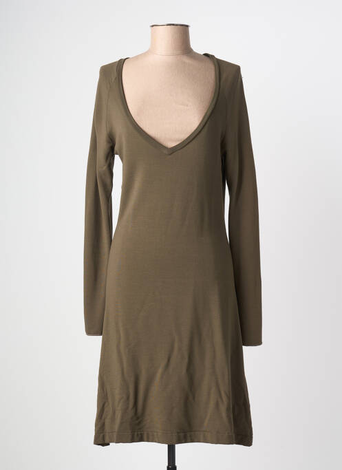 Robe mi-longue manches longues manches longues vert MAJESTIC FILATURES femme
