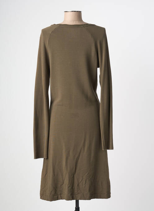 Robe mi-longue manches longues manches longues vert MAJESTIC FILATURES femme