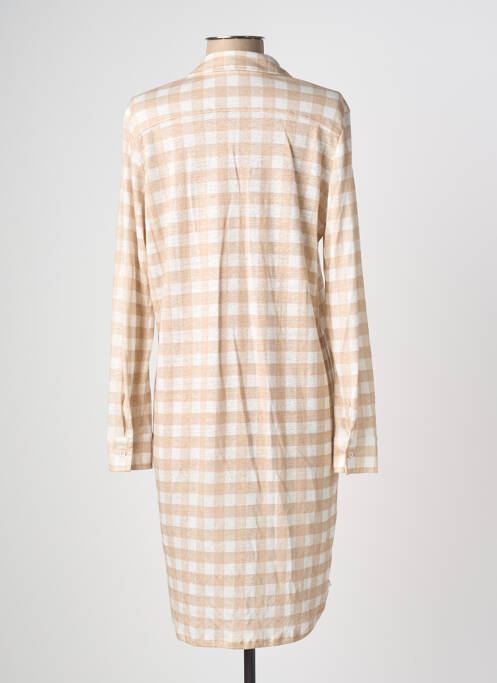 Robe mi-longue manches longues manches longues beige MAJESTIC FILATURES femme