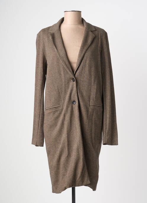 Veste casual col tailleur marron MAJESTIC FILATURES femme