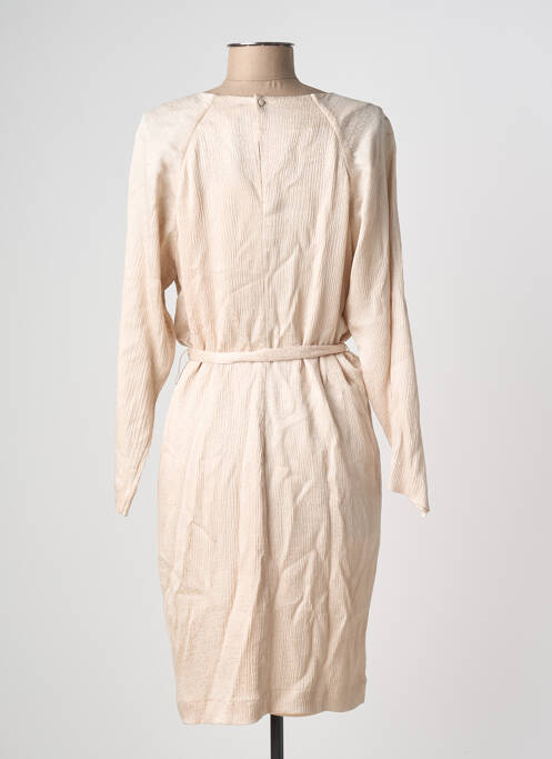 Robe mi-longue manches longues manches longues beige INTROPIA femme