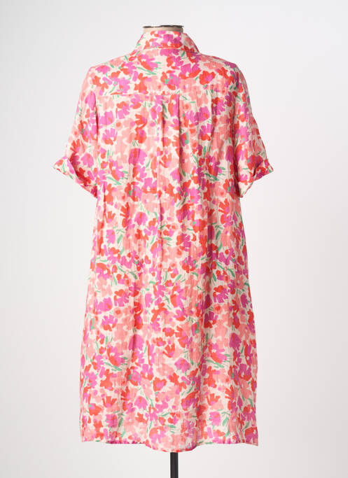 Robe mi-longue manches courtes manches courtes rose ZYGA femme